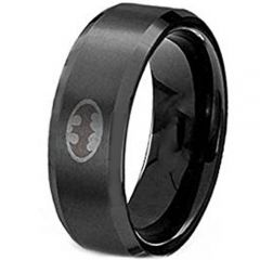 (Wholesale)Black Tungsten Carbide Batman Ring - TG3510
