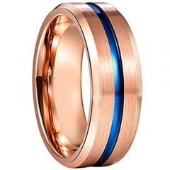 (Wholesale)Tungsten Carbide Rose Blue Ring-3589