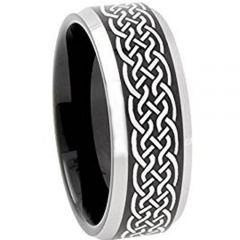 (Wholesale)Tungsten Carbide Celtic Beveled Edges Ring - 3651
