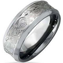 (Wholesale)Tungsten Carbide Concave Carved Dragon Ring-3843