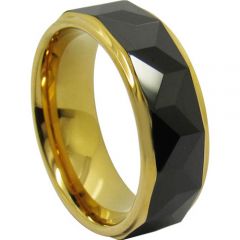 (Wholesale)Tungsten Carbide Black Gold Faceted Ring-TG4707