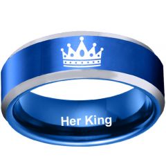(Wholesale)Tungsten Carbide Her King Beveled Edges Ring-4708