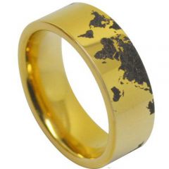 (Wholesale)Tungsten Carbide Pipe Cut Map Ring - TG4039