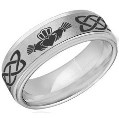 (Wholesale)Tungsten Carbide Mo Anam Cara Celtic Ring-4055