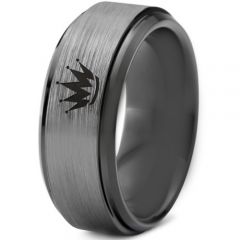 (Wholesale)Tungsten Carbide King Crown Step Edges Ring-4291