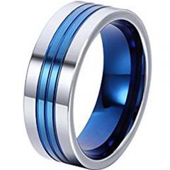 (Wholesale)Tungsten Carbide Triple Groove Ring - TG4374