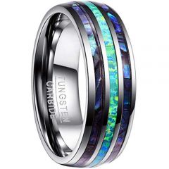 (Wholesale)Tungsten Carbide Imitate Opal Shell Ring-4445