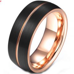 (Wholesale)Tungsten Carbide Black Rose Ring - TG4585