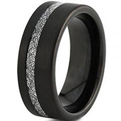 (Wholesale)Black Tungsten Carbide Imitate Meteorite Ring - TG463