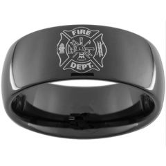 (Wholesale)Black Tungsten Carbide FireFighter Ring - TG2922