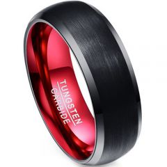 (Wholesale)Tungsten Carbide Aluminum Black Red Ring - TG1127