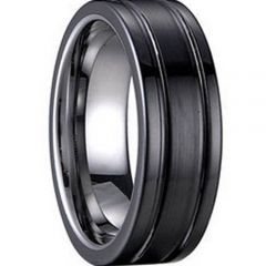 (Wholesale)Tungsten Carbide Double Groove Ring - TG1236