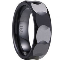 (Wholesale)Black Tungsten Carbide Faceted Ring - TG1249