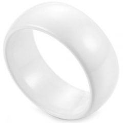 (Wholesale)White Ceramic Dome Ring - TG1286AA
