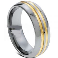 (Wholesale)Tungsten Carbide Double Groove Ring - TG1382