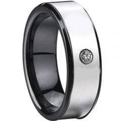 (Wholesale)Tungsten Carbide Ring With Cubic Zirconia - TG1453A