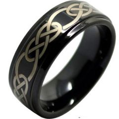 (Wholesale)Black Tungsten Carbide Celtic Ring - TG1503AA