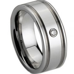 (Wholesale)Tungsten Carbide Ring With Cubic Zirconia - TG154