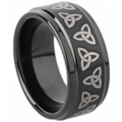 (Wholesale)Black Tungsten Carbide Trinity Knot Ring - TG1673
