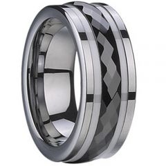 (Wholesale)Tungsten Carbide Ring With Black Ceramic - TG1798A