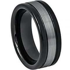 (Wholesale)Tungsten Carbide Double Groove Ring - TG1805AA