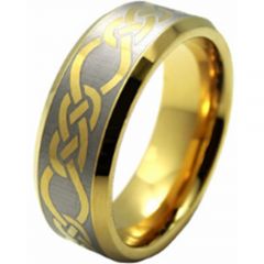 (Wholesale)Tungsten Carbide Celtic Beveled Edges Ring - TG206AA