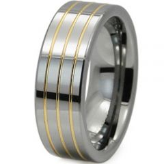 (Wholesale)Tungsten Carbide Triple Groove Ring - TG2061