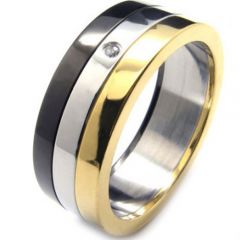 (Wholesale)Tungsten Carbide Black Gold Ring - TG2094