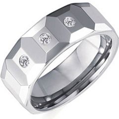 (Wholesale)Tungsten Carbide Three-stone Faceted Ring-TG224