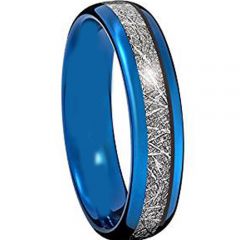 (Wholesale)Blue Tungsten Carbide Imitate Meteorite Ring - TG2272