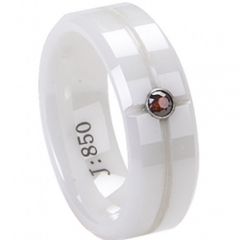 (Wholesale)White Ceramic Ring With Cubic Zirconia - TG2274