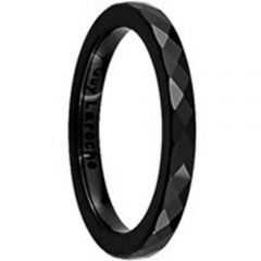 (Wholesale)Black Tungsten Carbide Faceted Ring - TG2522