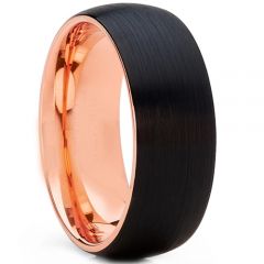 (Wholesale)Tungsten Carbide Black Rose Dome Ring-2555