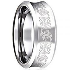 (Wholesale)Tungsten Carbide Concave Beveled Edges Ring - TG2601
