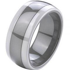 (Wholesale)Tungsten Carbide Ring With White Ceramic - TG2717
