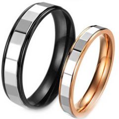 (Wholesale)Tungsten Carbide Black/Rose Faceted Ring - TG2739
