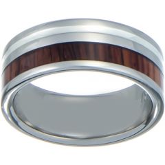(Wholesale)Tungsten Carbide Wood Ceramic Ring - TG2815A