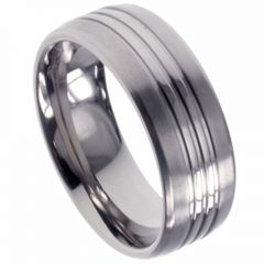 (Wholesale)Tungsten Carbide Triple Groove Ring - TG2838