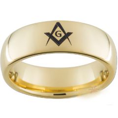 (Wholesale)Tungsten Carbide Dome Masonic Ring - TG2894AA