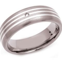 (Wholesale)Tungsten Carbide Triple Lines Ring With CZ-3189
