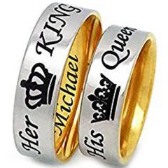 (Wholesale)Tungsten Carbide Dome King Queen Crown Ring - TG3294A