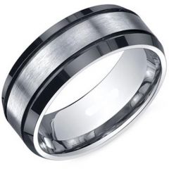 (Wholesale)Tungsten Carbide Double Groove Ring - TG3344