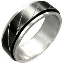 (Wholesale)Tungsten Carbide Diagonal Groove Ring - TG3363