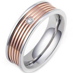 (Wholesale)Tungsten Carbide Five Groove Ring With CZ - TG3368