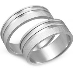 (Wholesale)Tungsten Carbide Offset Double Groove Ring - TG3466
