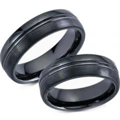 (Wholesale)Black Tungsten Carbide Ring - TG3511