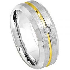 (Wholesale)Tungsten Carbide Ring With Cubic Zirconia - TG354