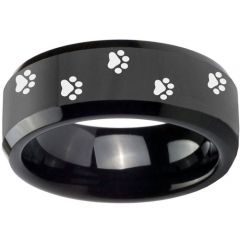 (Wholesale)Black Tungsten Carbide Paws Ring - TG3550