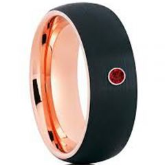 (Wholesale)Tungsten Carbide Black Rose Ring With Created Ruby-3619