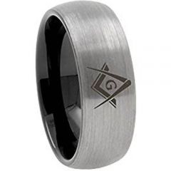 (Wholesale)Tungsten Carbide Dome Masonic Ring - 3649